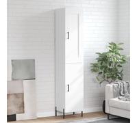 ULUYYUC Buffet Haut Blanc 34,5x34x180 cm en Bois d'ingénierie avec Pieds métal, Meuble de Rangement Cuisine et Salon, Colonne Cuisine Moderne pour Salle à Manger Chambre Bureau