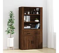 ULUYYUC Buffet Haut Chêne Marron 80x33x70 cm en Bois d'ingénierie Résistant Meuble de Rangement Cuisine ou Salon avec Module Mural pour Maximiser l'espace idéal pour Salle à Manger Bureau et Chambre