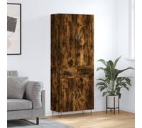 ULUYYUC Buffet Haut Design chêne fumé 69,5x34x180 cm en Bois d ingénierie et Pieds métal, Meuble de Rangement Cuisine et Salon, Armoire 2 Parties pour Salle à Manger et Couloir