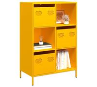 ULUYYUC Buffet Haut Jaune Moutarde 68x39x103,5 cm Acier laminé à Froid 3 tiroirs 3 Compartiments Rangement Cuisine Salon Bureau Style scandinave pour Living Room Chambre et Bureau