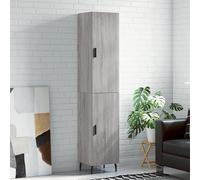 ULUYYUC Buffet Haut Sonoma Gris 34,5x34x180 cm Bois d'ingénierie et Métal Moderne Élégant avec Grand Rangement pour Cuisine Salle à Manger Salon Bureau