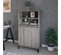 ULUYYUC Buffet Haut Sonoma Gris 60x36x110 cm Bois d ingénierie et Pieds métal Industriel Meuble Rangement Cuisine Salle à Manger Salon Chambre Bureau pour Vaisselle Livres décor