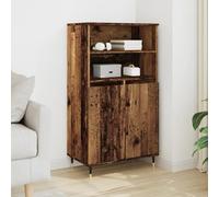 ULUYYUC Buffet Haut Vieux Bois 60x36x110 cm Bois d'ingénierie | Armoire de Rangement Cuisine et Salon avec Portes coulissantes | Meuble Salle à Manger Style Vintage Robuste pour Chambre Bureau Entree