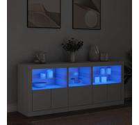 ULUYYUC Buffet LED Blanc 162x37x67 cm, Bahut Cuisine Rangement avec Éclairage RGB Personnalisable, Meuble Cuisine Salon en Bois d'Ingénierie Résistant pour Salle à Manger ou Bureau