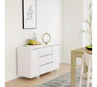 ULUYYUC Buffet Salle a Manger Blanc 120x41x75 cm en Bois d ingénierie 3 tiroirs 2 Portes Modernes Design et Rangement Cuisine Salon Facile à Vivre pour Living Room Cuisine Couloir