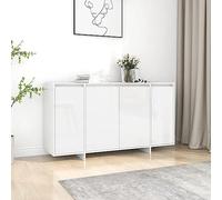 ULUYYUC Buffet Salle à Manger Blanc laqué 135x41x75 cm en Bois d ingénierie Meuble de Rangement Cuisine Salon avec 4 Portes Design Moderne et Robuste pour Living Room Cuisine Corridor