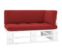 ULUYYUC Canapé d'angle en bois en palettes, de jardin, en L, avec coussin | Siège d'angle modulaire en bois de pin imprégné avec coussin rouge pour terrasse, balcon et véranda.