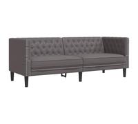 ULUYYUC Canapé, fauteuil, salon, fauteuil de lecture, canapé chesterfield, 3 places, gris, en cuir synthétique, pour chambre à coucher, salle à manger, cuisine, salon