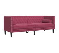 ULUYYUC Canapé, petit fauteuil, salon, extérieur, canapé chesterfield, avec traversin, 3 places, bordeaux, velours, pour balcon, chambre à coucher, chambre d'adolescent, cuisine