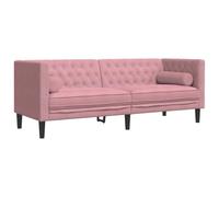 ULUYYUC Canapé, petit fauteuil, salon, extérieur, canapé chesterfield, avec traversins, 3 places, en velours, rose, pour balcon, chambre à coucher, chambre d'adolescent, cuisine