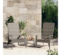 ULUYYUC Chaise Adirondack Gris Résine Tressée 59 x 76 x 94 cm, Fauteuil de Jardin Extérieur Robustes et Léger, Chaise Camping & Terrasse pour Patio Balcon Plage