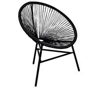 ULUYYUC Chaise de jardin en rotin synthétique - Noir - 69 x 66 x 87 cm - Design moderne - Structure en acier robuste - Résistante aux intempéries - Pour salle à manger, terrasse ou camping