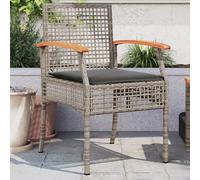 ULUYYUC Chaise de Jardin extérieur 54x57x85 cm lot 2 résine tressée Gris Marron Bois Acacia Coussin 48x46x3 cm Amovible 110 kg Robustes pour terrasse Balcon Plage
