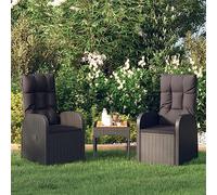 ULUYYUC Chaise inclinable Jardin 2 pcs résine tressée Noire 57x69x106 cm Dossier réglable Coussin 4 cm Epais Robuste Acier poudré Design Moderne pour terrasse Balcon Plage