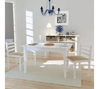 ULUYYUC Chaises Salle à Manger Blanc hévéa Massif Lot de 2 Dossier carré 44x45x81 cm siège Polyester rembourré Robuste et Confortable pour Cuisine Salon Chambre