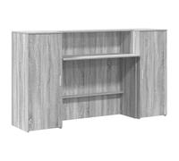 ULUYYUC Comptoir de réception gris sonoma 180 x 50 x 103,5 cm avec armoire d'appoint en bois pour bureau, clinique, salon, design moderne et espace de rangement pour bureau réception
