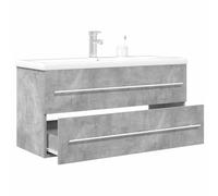 ULUYYUC Ensemble de 2 meubles de salle de bain gris béton avec lavabo en céramique 100 x 38,5 x 48 cm Montage mural Design moderne Grand espace de rangement pour petites salles de bains, WC d'invités