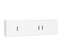 ULUYYUC Ensemble de 2 meubles TV blancs 100 x 34,5 x 40 cm et 40 x 34,5 x 40 cm Montage mural Meuble bas avec portes pour salon, chambre à coucher, bureau
