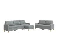 ULUYYUC Ensemble de 3 grands canapés d'extérieur avec repose-pieds - En tissu gris clair - Pour balcon, chambre à coucher, cuisine, salon