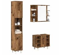 ULUYYUC Ensemble de 3 meubles de salle de bain en bois recy rmoire miroir - 80 x 20,5 x 64 cm - Avec 2 armoires de salle de bain 30 x 30 x 179 cm et 60 x 32 x 53,5 cm - En matériau dérivé du