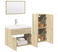 ULUYYUC Ensemble de 3 meubles de salle de bain en chêne Sonoma - 60 x 38,5 x 46 cm - Complet avec meuble sous-vasque - Armoire haute - Design moderne - Peu encombrant - Pour petites salles de bain