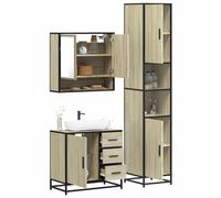 ULUYYUC Ensemble de 3 meubles de salle de bain en chêne Sonoma - Armoire haute - 65 x 20 x 60 cm - Design moderne - Robuste et durable - Pour salle de bain, invités, WC