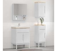 ULUYYUC Ensemble de 3 meubles de salle de bain en pin massif 60 x 40 x 80 cm - Blanc - Buffet moderne avec étagère réglable et tiroir - Pour salle de bain, toilettes d'invités, couloir
