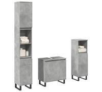 ULUYYUC Ensemble de 3 meubles de salle de bain, gris béton, 58 x 33 x 60 cm, matériau dérivé du bois avec fer, design moderne, surface facile d'entretien, peu encombrant pour salle de bain, WC