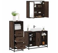 ULUYYUC Ensemble de 3 meubles de salle de bain marron chêne 65 x 20 x 60 cm - Design moderne - Grand espace de rangement - Cadre en métal pour serviettes, cosmétiques dans les toilettes d'invités