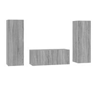 ULUYYUC Ensemble de 3 meubles TV en bois Sonoma Gris 80 x 30 x 30 cm et 2 x 30,5 x 30 x 90 cm Meuble TV moderne avec fixation murale Grand espace de rangement pour salon, couloir, chambre à coucher