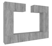 ULUYYUC Ensemble de 6 meubles TV, en bois Sonoma, gris, 80/100 x 30 x 30 cm et 30,5 x 30 x 90 cm, meuble mural moderne avec beaucoup d'espace de rangement pour salon, chambre à coucher, bureau