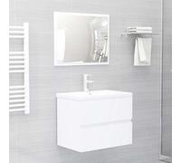ULUYYUC Ensemble de meubles de salle de bain - 60 x 45 x 37 cm - En bois - Blanc - Miroir et meuble sous-vasque - Design moderne - Peu encombrant - Pour petites salles de bains, couloirs et toilettes