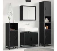 ULUYYUC Ensemble de meubles de salle de bain en chêne noir 3 pièces avec armoire à miroir, meuble sous vasque, armoire haute 65 x 33 x 60 cm, design moderne pour salle de bain et WC d'invités