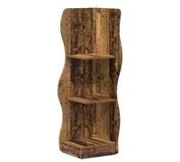 ULUYYUC Étagère d'angle aspect bois vieilli, étagère debout en bois - Armoire d'angle étroite pour salon et bureau - Design ondulé moderne avec 2 étagères - 34 x 33 x 102 cm