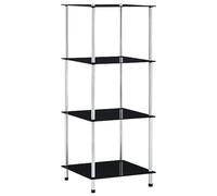 ULUYYUC Étagère en Verre Trempé 5 mm Noir 40x40x100 cm 4 Niveaux Moderne et Robuste pour Salon Bureau Salle de Bain Rangement Design Compact