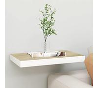 ULUYYUC Étagère flottante, design moderne en MDF nid d'abeille, avec cadre en métal, 40 x 23 x 3,8 cm, montage invisible, pour livres, décoration et objets de collection, en chêne et blanc