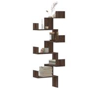 ULUYYUC Étagère murale d'angle aspect chêne marron 45 x 45 x 147 cm Étagère murale stable avec grande capacité de charge jusqu'à 60 kg pour salon, chambre à coucher et salle de bain
