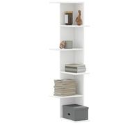 ULUYYUC Étagère murale d'angle en bois - 36,5 x 36,5 x 140 cm - Blanc - Étagère flottante avec grande capacité de charge jusqu'à 60 kg - Design moderne pour salon, chambre à coucher et salle de bain