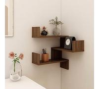 ULUYYUC Étagère murale d'angle marron, aspect chêne, 40 x 40 x 50 cm, en matériau à base de bois, stable, avec grande capacité de charge jusqu'à 40 kg, décorative et peu encombrante pour salon