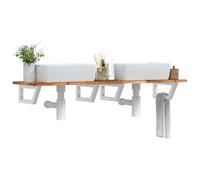 ULUYYUC Étagère murale de lavabo 140 x 40 cm en bois d'acacia et acier - Design moderne - Peu encombrante - Robuste et durable - Pour salle de bain, cuisine, couloir