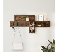 ULUYYUC Étagère murale, porte-vêtements, chêne fumé, 100 x 12 x 43,5 cm, design moderne, avec espace de rangement, matériau en bois robuste pour couloir, entrée et salon