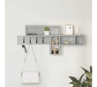 ULUYYUC Étagère murale, porte-vêtements, gris béton, 100 x 12 x 43 cm, 5 cm, design moderne, avec espace de rangement, matériau en bois robuste pour couloir, entrée et salon