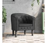 ULUYYUC Fauteuil Cabriolet Noir Similicuir 70x56x68 cm avec accoudoirs rembourrés, Cadre Bois Robuste, Style Moderne et Confortable pour Salon Chambre Bureau