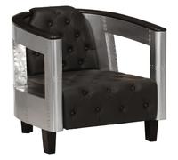 ULUYYUC Fauteuil d'aviateur rétro en cuir véritable Noir 73 x 67 x 69 cm