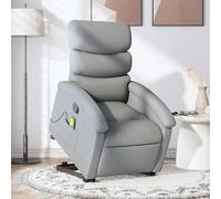 ULUYYUC Fauteuil de Massage inclinable Gris Clair 70x92x99 cm, électrique Levage assisté, 6 Points de Vibration Relaxant, Tissu Respirant, Fauteuil Salon Confortable pour Chambre et séjour