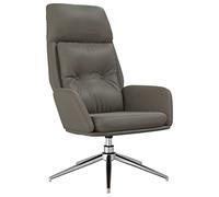 ULUYYUC Fauteuil de relaxation pivotant en cuir gris à 360 degrés | Fauteuil rembourré moderne avec structure en métal et cuir de vachette pour salon et bureau, fauteuil club rotatif à 360°.