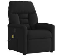 ULUYYUC Fauteuil de Salon Inclinable avec Massage Vibrations 6 Points 72x90x99 cm Tissu Respirant Métal et Bois Repose-Pied Réglable pour Salle de Séjour ou Chambre Noir