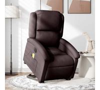 ULUYYUC Fauteuil inclinable de Massage électrique Marron foncé 71 x 86,5 x 99,5 cm, Structure Bois/métal, 135° reclinaison, 6 Points de Vibration, pour Salon, Chambre ou Bureau Senior
