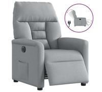 ULUYYUC Fauteuil inclinable électrique Gris Clair 72 x 90 x 99 cm en Tissu Respirant, Moteur Silencieux 135°, Porte-gobelets intégré, Structure Bois-métal, Salon Chambre Reading Nook