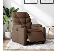 ULUYYUC Fauteuil inclinable électrique Marron 74 x 89 x 100 cm en Tissu Polyester, Fonction Relax 135°, Structure Bois-métal, 2 Porte-gobelets, Confort Salon Chambre
